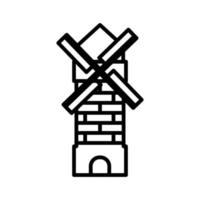 design de ícone de vetor de logotipo de linha de moinho de vento simples