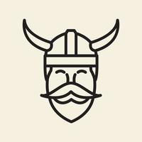 design de logotipo simples vintage de linha de homem viking vetor