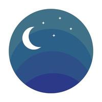 noite azul com símbolo de logotipo de estrela e crescente vetor ícone design ilustração gráfico