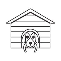 casa de cachorro de madeira vintage logotipo símbolo vetor ícone ilustração design gráfico