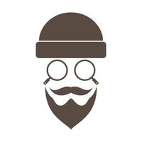 detetive de homem de cabeça vintage com símbolo de barba logotipo vetor ícone ilustração design gráfico