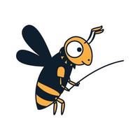 mel de abelha pescando design de ilustração vetorial bonito dos desenhos animados vetor