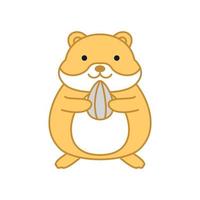 animal de estimação hamster com vetor de ilustração de ícone de logotipo de desenho animado bonito de sementes de girassol