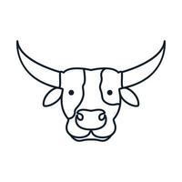 cabeça de vaca ou linha de gado contorno ilustração de ícone de vetor de logotipo hipster