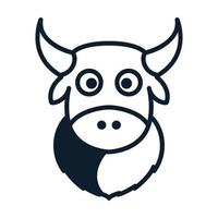 cabeça de vaca ou gado ou vacas leiteiras ilustração de ícone de vetor de logotipo de desenho animado bonito
