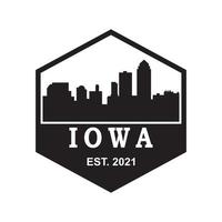 logotipo de vetor de silhueta de horizonte de iowa