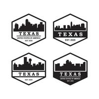 um conjunto de logotipo de silhueta do horizonte do texas vetor