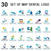 conjunto de vetor de mapa odontológico, conjunto de logotipo de ponto odontológico