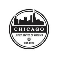 logotipo da silhueta do horizonte de chicago, logotipo do arranha-céu dos eua vetor