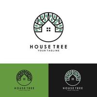 ilustração do modelo de design de logotipo de casa na árvore. vetor de design de logotipo de casa de árvore, logotipo de casa ecológica de natureza