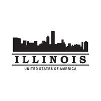 logotipo de vetor de silhueta de horizonte de Illinois