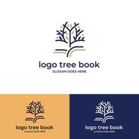 modelo de design de logotipo abstrato vetorial - conceito de educação e aprendizado on-line - ícone de árvore e livro - emblema para cursos, aulas e escolas vetor