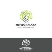 design de logotipo de casa na árvore - vetor