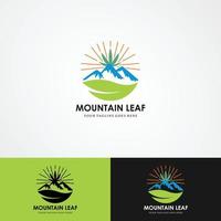 vetor de modelo de logotipo de folha de montanha.