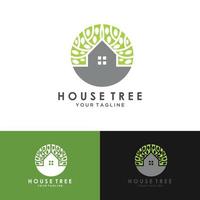 ilustração do modelo de design de logotipo de casa na árvore. vetor de design de logotipo de casa de árvore, logotipo de casa ecológica de natureza
