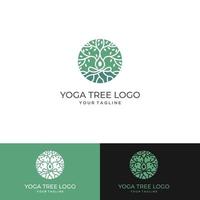vetor de logotipo de ioga, uma meditação de homem em lugar natural.