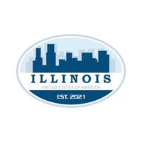 vetor de horizonte de illinois, logotipo do arranha-céu de chicago