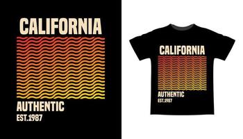 tipografia da califórnia com design de t-shirt padrão abstrato vetor