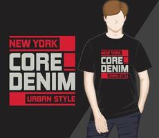 design de t-shirt de tipografia moderna denim core de nova york vetor