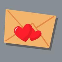 um envelope e dois corações. dia de amor. vetor