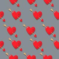 coração vermelho e flecha. padrão de vetor em um estilo simples.