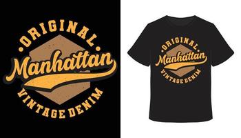 design de t-shirt de tipografia jeans vintage manhattan original vetor