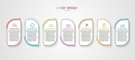 ideia de negócio de apresentação de modelo infográfico de linha do tempo com ícones, opções ou etapas. infográficos para ideias de negócios podem ser usados para gráficos de dados, fluxogramas, sites, banners. vetor