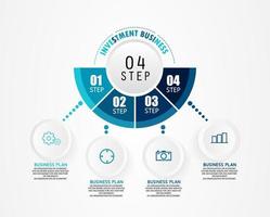 ideia de negócio de apresentação de modelo infográfico de linha do tempo com ícones, opções ou etapas. infográficos para ideias de negócios podem ser usados para gráficos de dados, fluxogramas, sites, banners. vetor