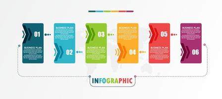 ideia de negócio de apresentação de modelo infográfico de linha do tempo com ícones, opções ou etapas. infográficos para ideias de negócios podem ser usados para gráficos de dados, fluxogramas, sites, banners. vetor