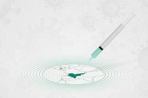 conceito de vacinação de camarões, injeção de vacina no mapa de camarões. vacina e vacinação contra coronavírus, covid-19. vetor