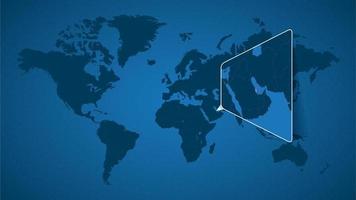 mapa-múndi detalhado com mapa ampliado fixado do Catar e países vizinhos. vetor