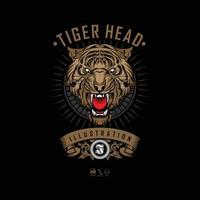ilustração de cabeça de tigre com fundo preto. eps vetor