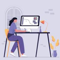 phic designer e ilustrador freelance trabalho de vetor de ilustração em casa.