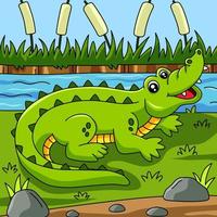 ilustração colorida de vetor de desenhos animados de crocodilo