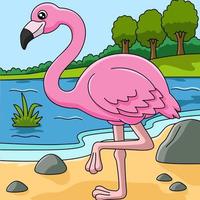 ilustração colorida de vetor de desenho animado de flamingo