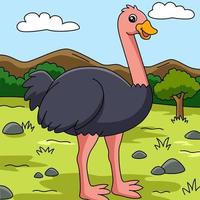ilustração colorida de vetor de desenho animado de avestruz