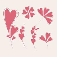elementos de design de dia dos namorados amam folhas de dia dos namorados com flores de amor. vetor