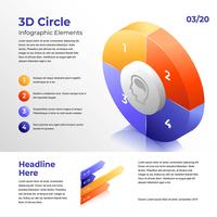 Elementos de infográfico de peças de círculo 3D vetor