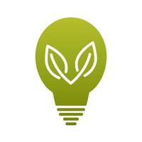 lâmpada ecológica. lâmpada verde com logotipo de folha. símbolo de lâmpada de poupança de energia, ícone. eco amigável. símbolo de energia verde vetor