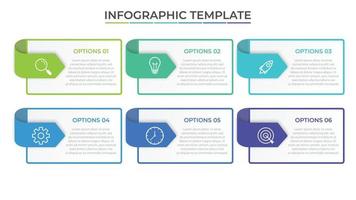 apresentação modelo de infográfico de negócios com 6 opções vetor