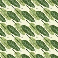padrão sem emenda de silhuetas de folhas verdes e verde-oliva. doodle ornamento simples sobre fundo pastel claro. vetor