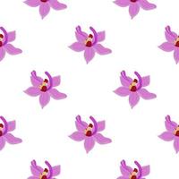 orquídea lilás flores sem costura padrão em estilo botânico. doodle cenário floral. impressão isolada. vetor
