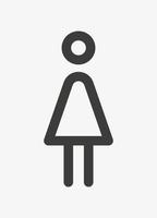 pictograma de contorno de mulher isolado no fundo branco. símbolo feminino. o símbolo de uma dama. pictograma de mulher em pé. ícone de menina. vetor