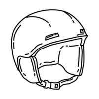 capacete de snowboard de inverno para ícone de crianças. doodle desenhado à mão ou estilo de ícone de contorno. vetor