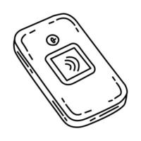 ícone de modem wifi. doodle desenhado à mão ou estilo de ícone de contorno. vetor