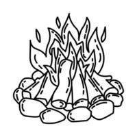 faça um ícone de fogueira. doodle desenhado à mão ou estilo de ícone de contorno. vetor