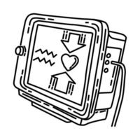 ícone de máquina de pressão arterial do hospital. doodle desenhado à mão ou estilo de ícone de contorno. vetor
