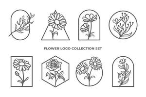 conjunto de coleção de logotipo de flores lindas vetor