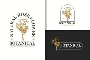 design de logotipo de arte de linha de flores de rosas naturais vetor