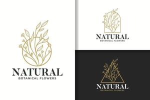 design de logotipo de flores de arte de linha natural vetor